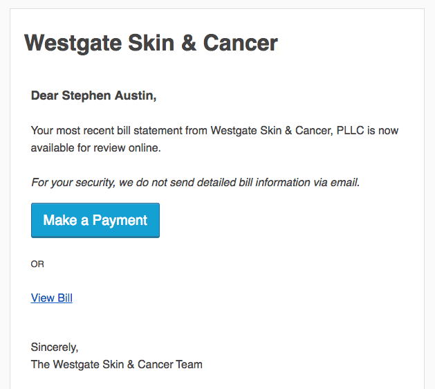 Westgate Skin Statement E-Mail Example